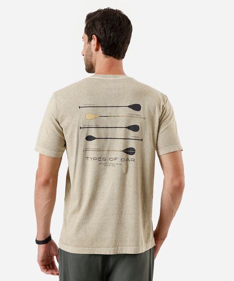 camiseta masculina de algodão estampada estonada bege