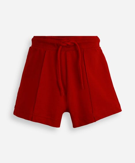 short de moletom infantil com nervura vermelho