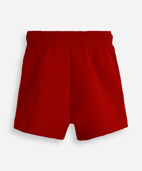 short de moletom infantil com nervura vermelho