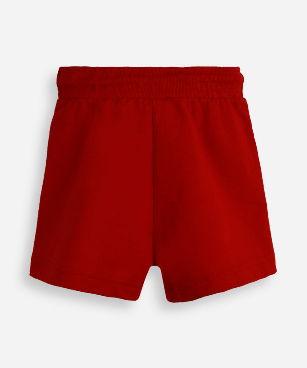 short de moletom infantil com nervura vermelho