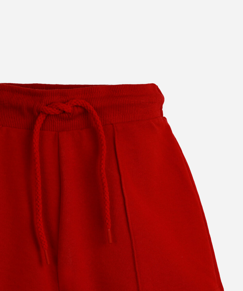 short de moletom infantil com nervura vermelho