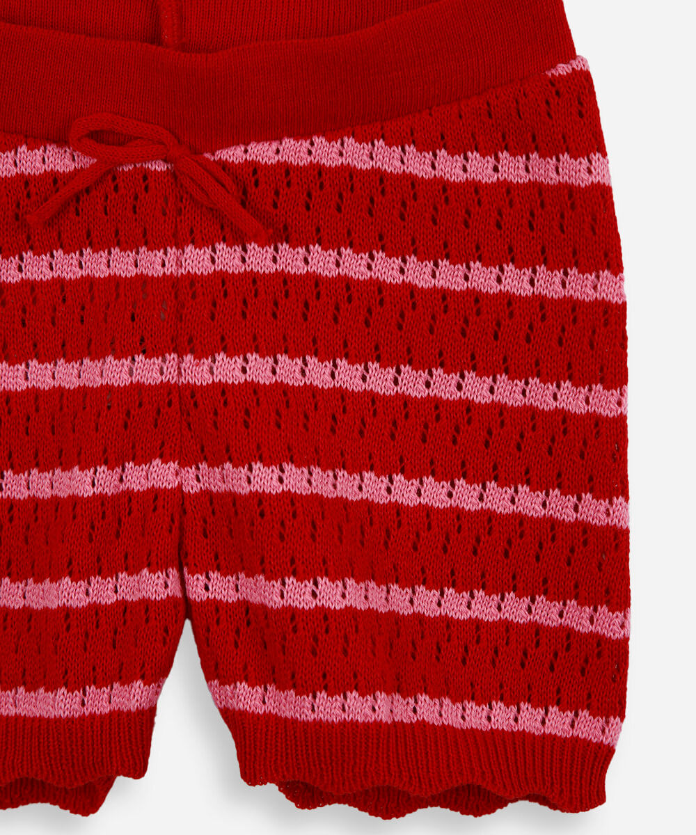 conjunto infantil de crochet listrado vermelho