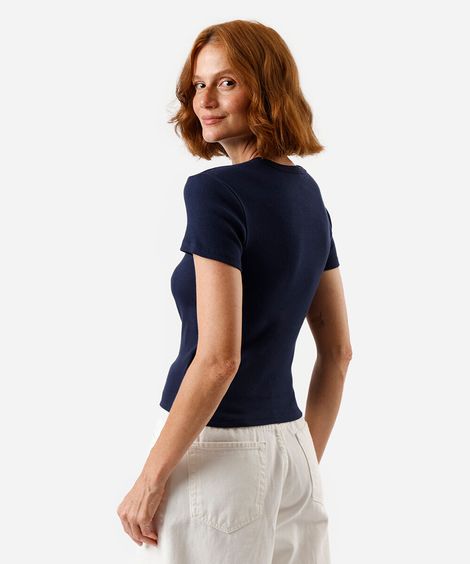 blusa baby look feminina de algodão mickey azul