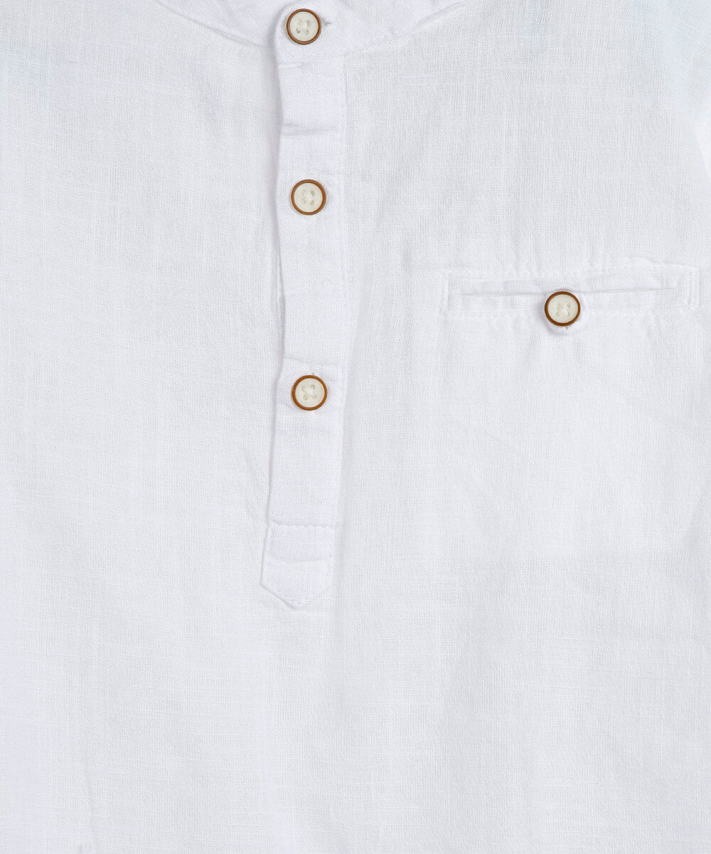 camisa infantil de algodão gola padre branca