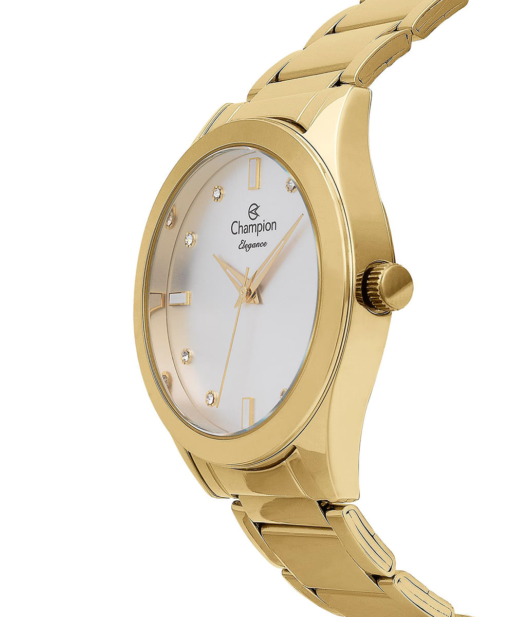 kit relógio feminino champion analógico cn25930w dourado