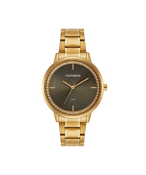 kit relógio feminino mondaine analógico 32962lpmkde2k1 dourado