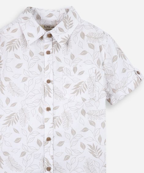 conjunto infantil em algodão estampado branco