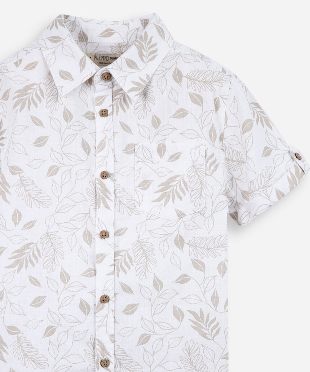 conjunto infantil em algodão estampado branco