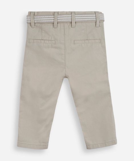 calça de sarja infantil com cinto bege