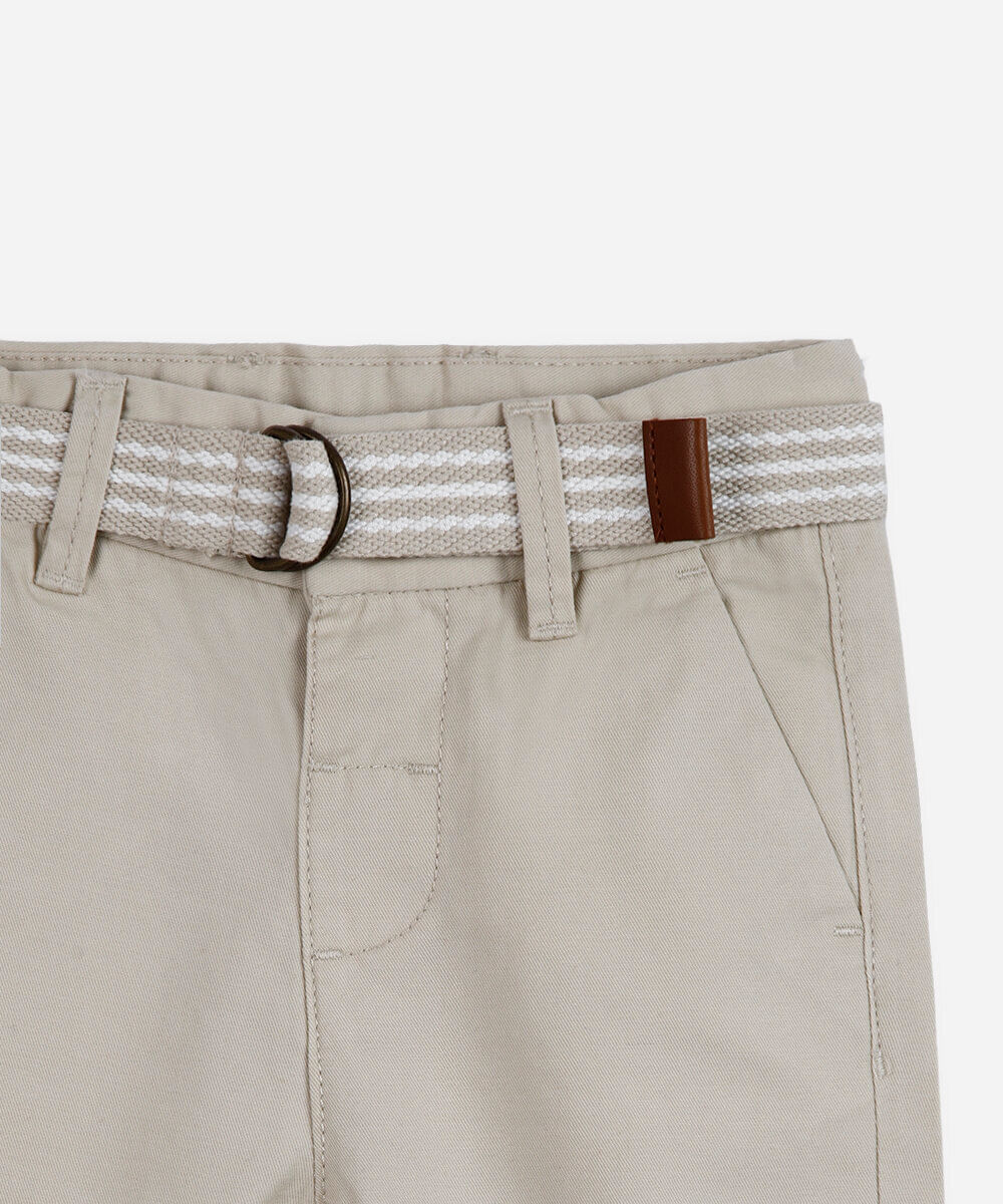 calça de sarja infantil com cinto bege