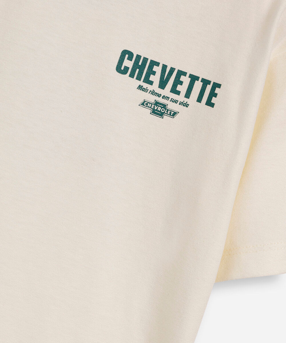 camiseta infantil de algodão chevette off white
