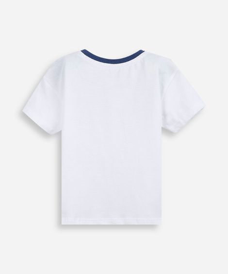 camiseta infantil de algodão estampada off white