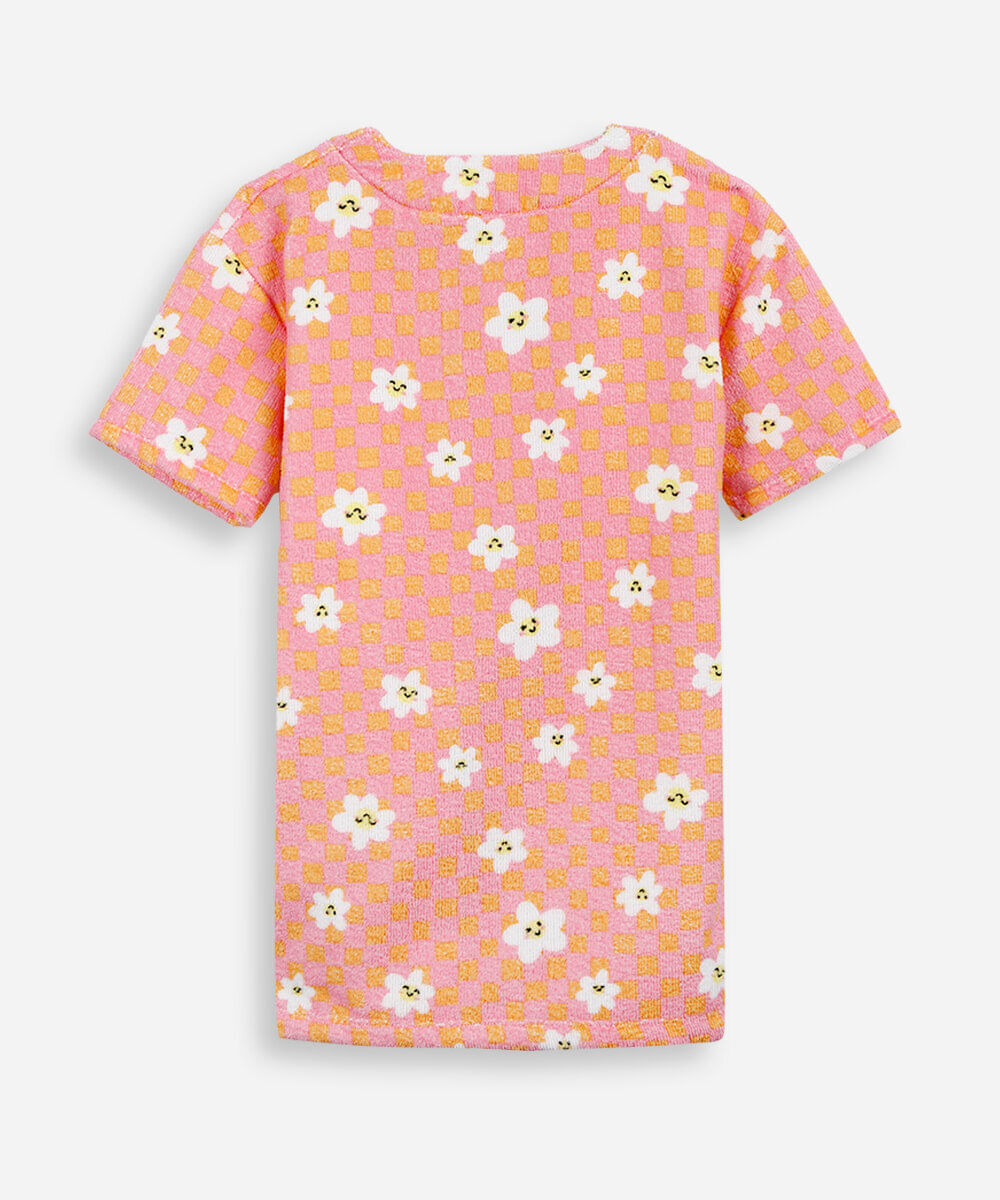 roupão infantil quadriculado floral colorido