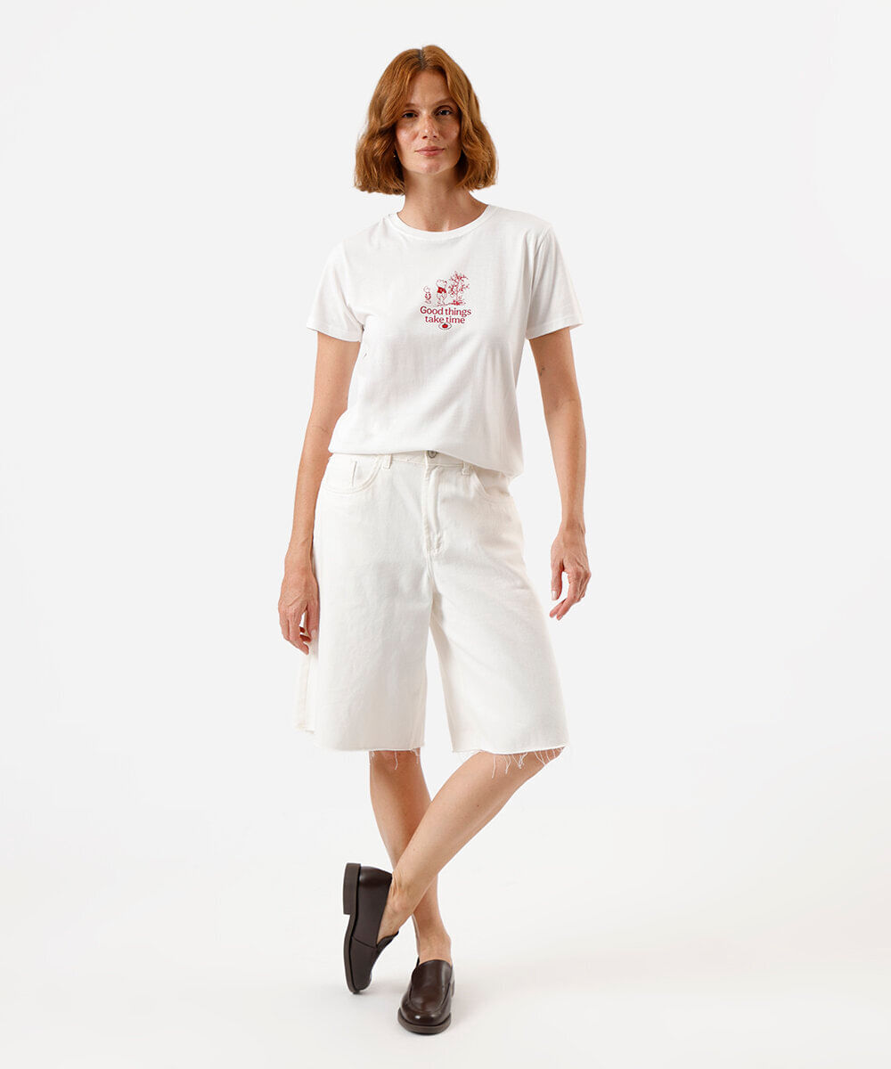 camiseta feminina de algodão ursinho pooh off white