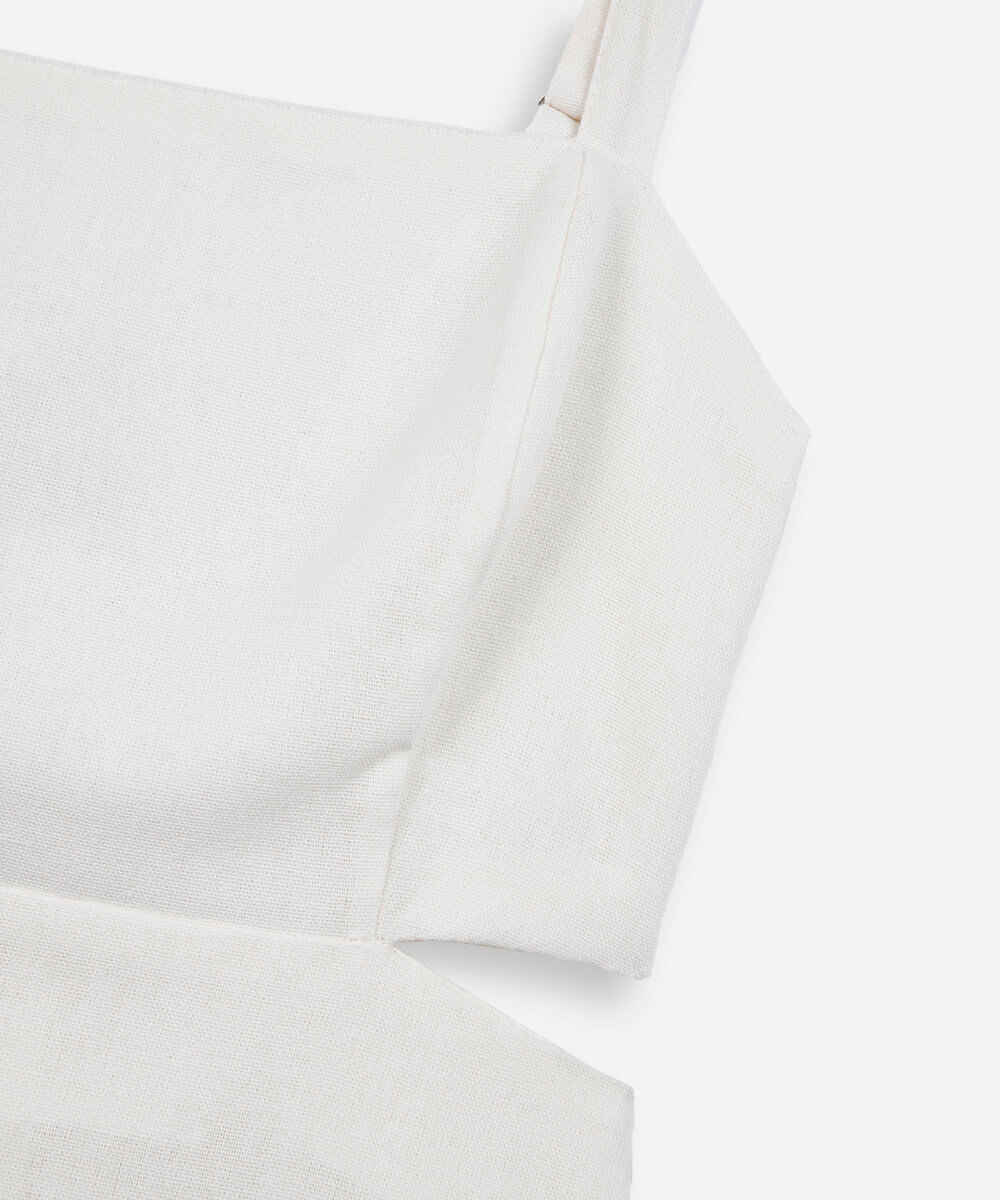vestido juvenil curto com cutout na cintura off white