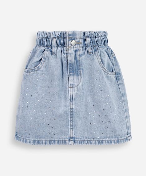 saia clochard infantil jeans com brilhos azul