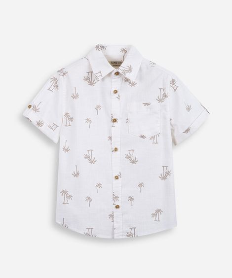 camisa infantil de algodão coqueiros bege