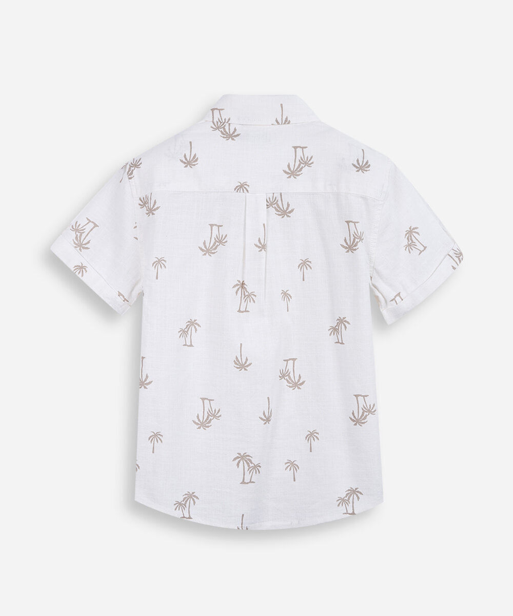 camisa infantil de algodão coqueiros bege