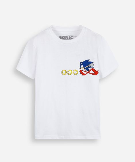 camiseta infantil de algodão sonic off white
