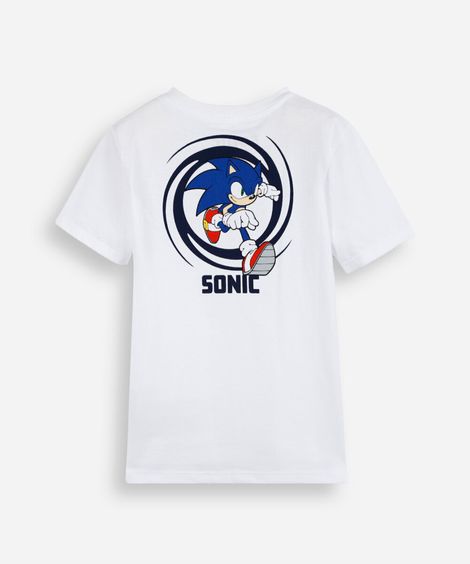 camiseta infantil de algodão sonic off white