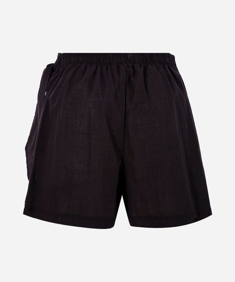 short saia juvenil de algodão com amarração preto