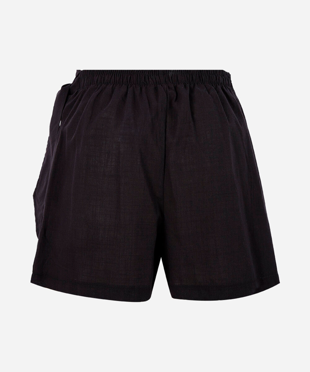 short saia juvenil de algodão com amarração preto