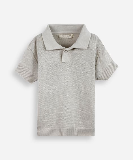 polo infantil de tricot bege