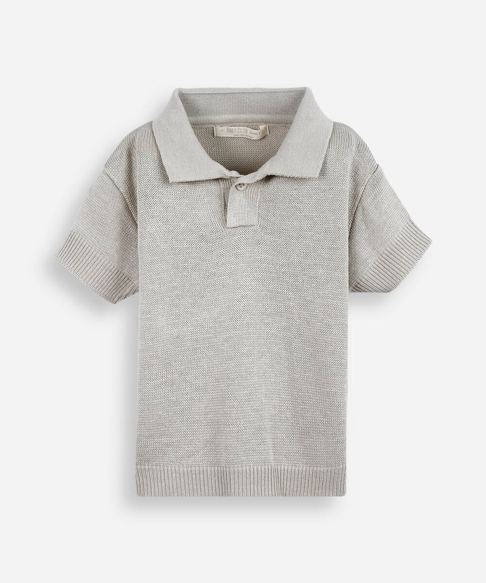 polo infantil de tricot bege
