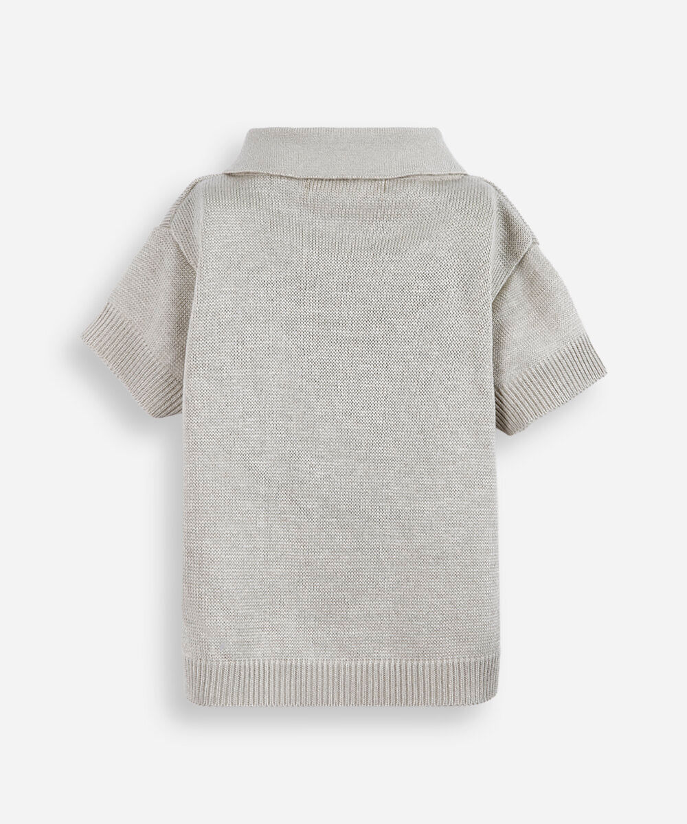 polo infantil de tricot bege