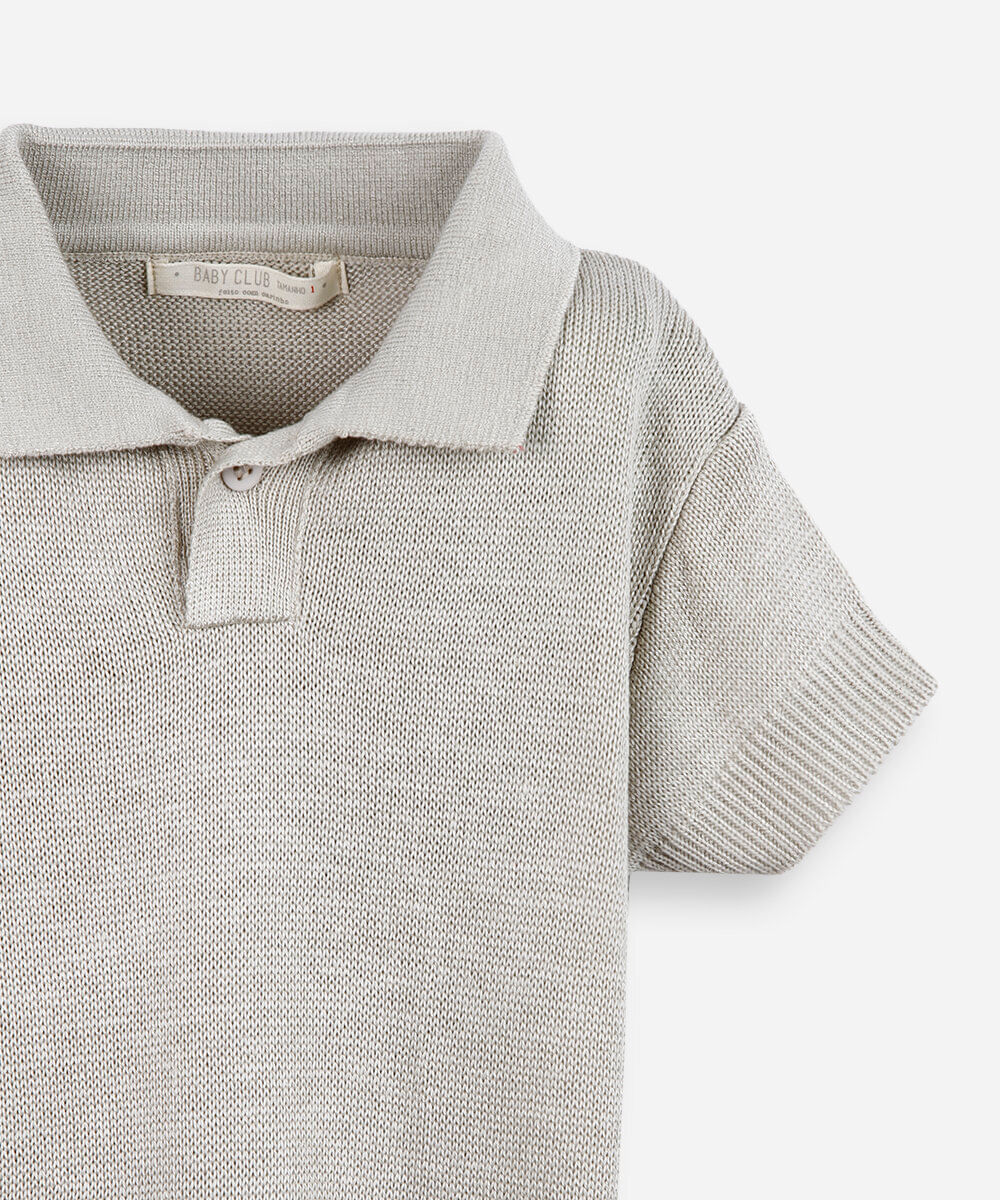 polo infantil de tricot bege