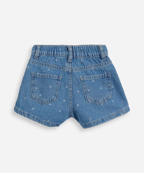 short infantil jeans poá azul