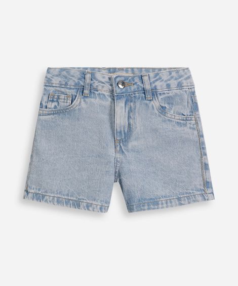 short mom infantil jeans com brilhos azul