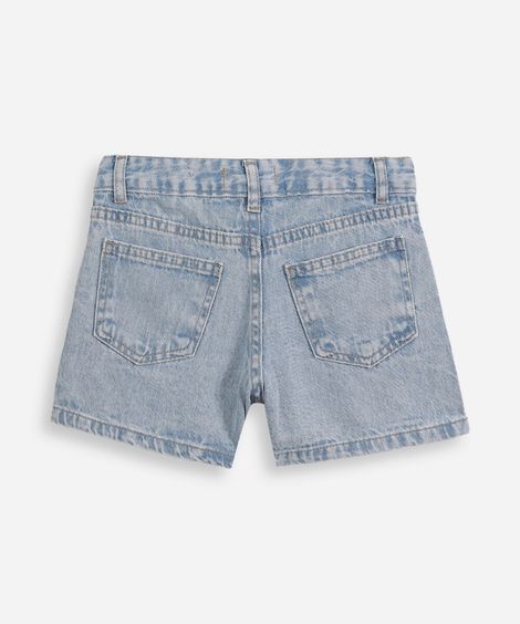 short mom infantil jeans com brilhos azul