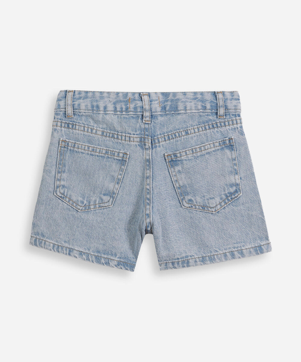 short mom infantil jeans com brilhos azul