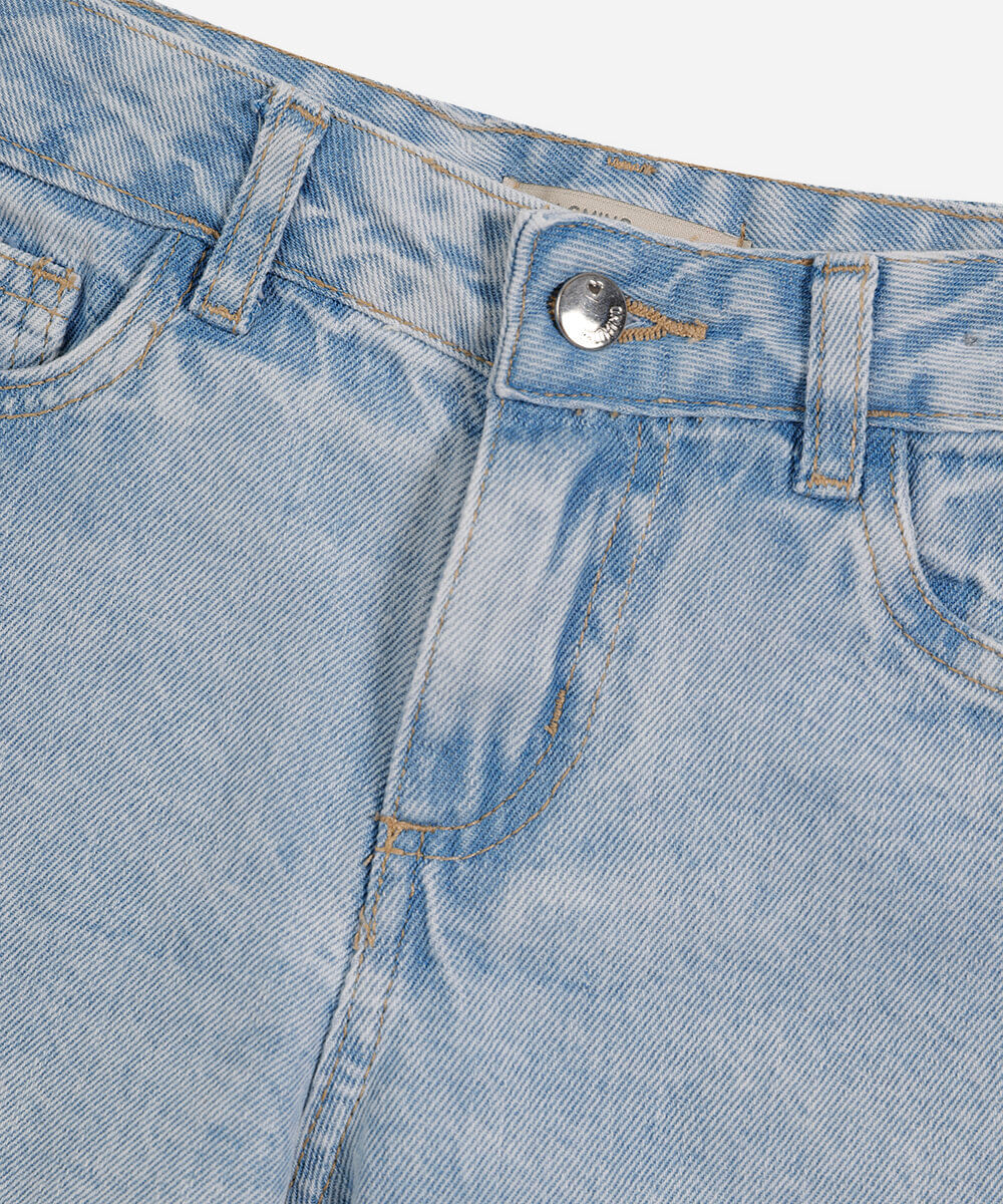 short mom infantil jeans com brilhos azul