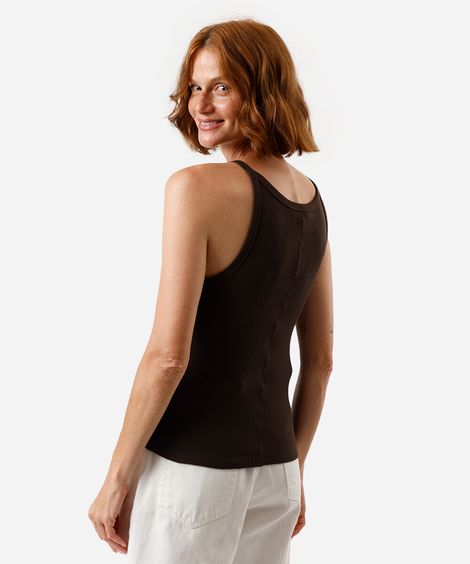 blusa feminina de algodão halterneck marrom