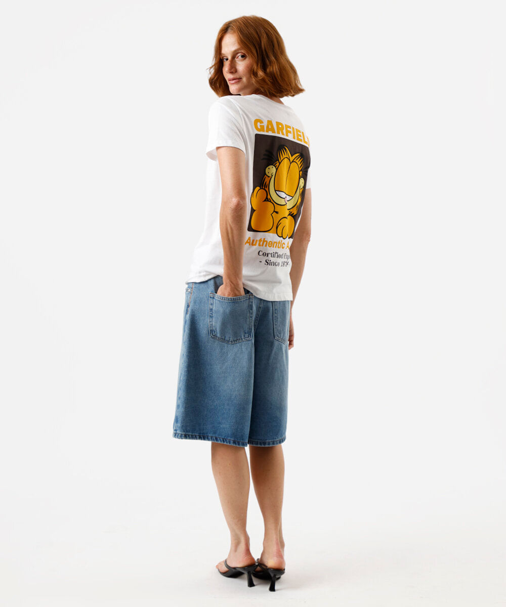 camiseta feminina de algodão garfield off white