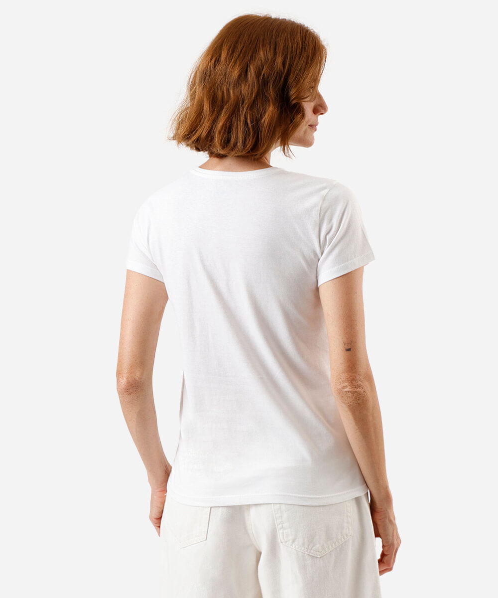 camiseta feminina de algodão estampada off white