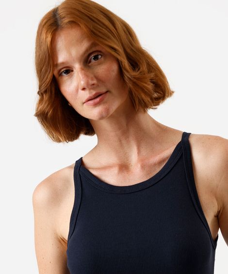 blusa feminina de algodão halterneck azul