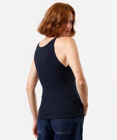 blusa feminina de algodão halterneck azul