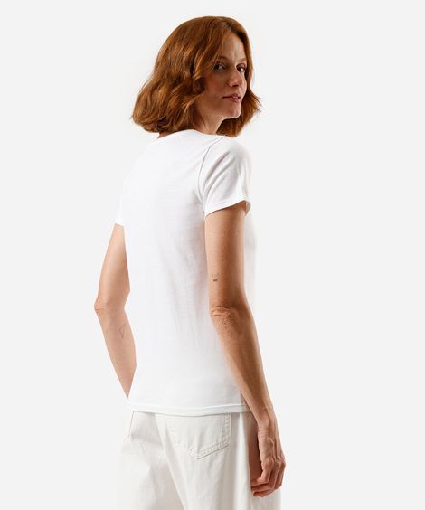 camiseta feminina de algodão stitch off white
