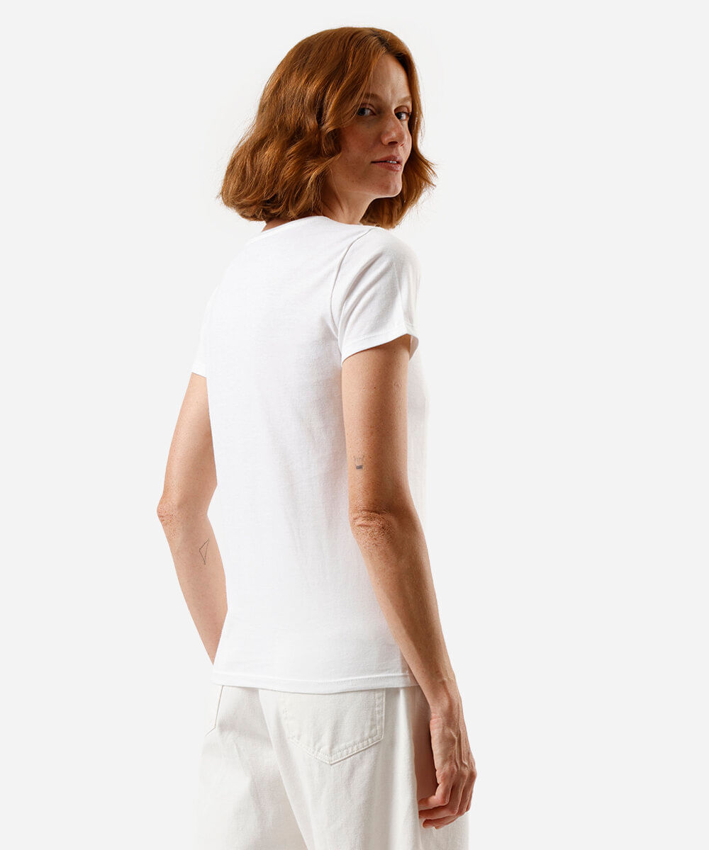 camiseta feminina de algodão stitch off white