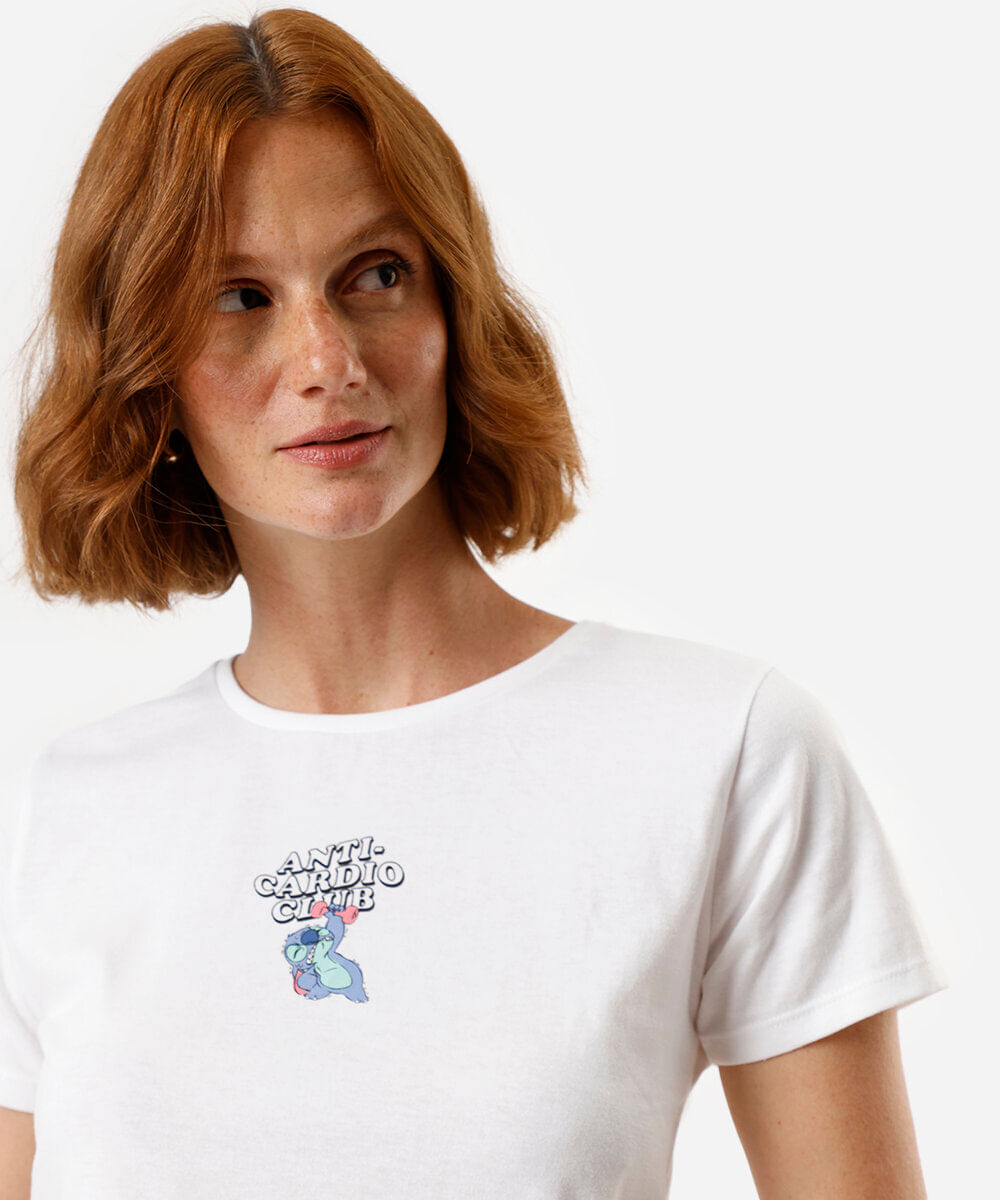 camiseta feminina de algodão stitch off white