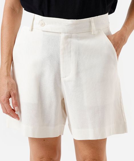 bermuda feminina de alfaiataria com linho off white
