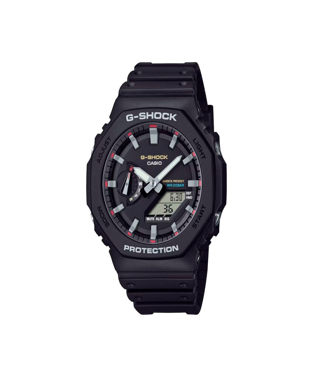 relógio masculino casio analógico digital ga 2100rl 1adr preto
