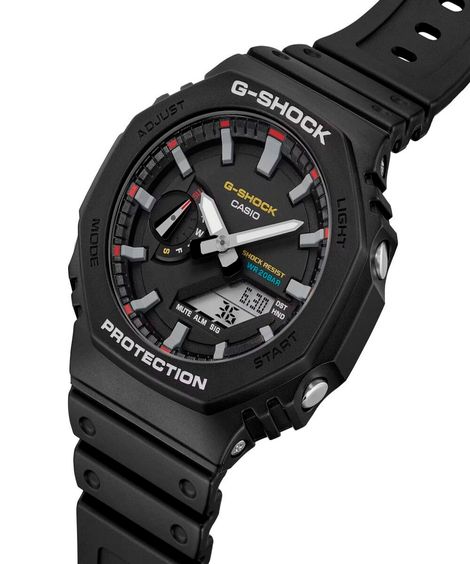 relógio masculino casio analógico digital ga 2100rl 1adr preto