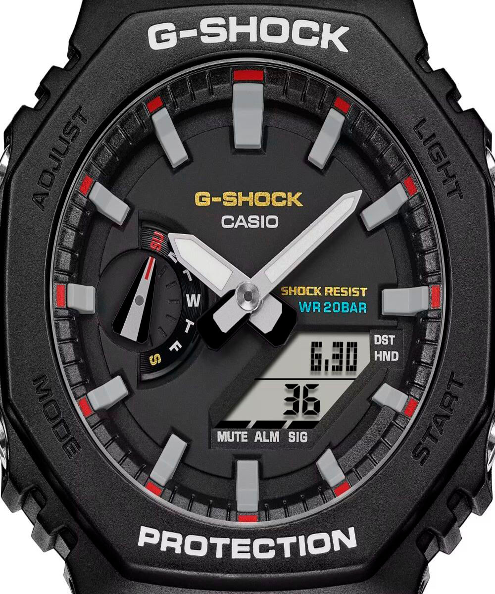relógio masculino casio analógico digital ga 2100rl 1adr preto