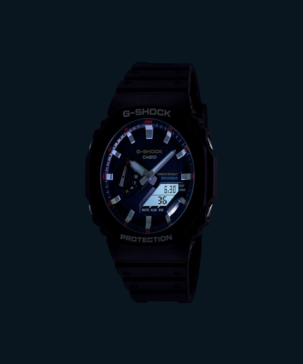 relógio masculino casio analógico digital ga 2100rl 1adr preto