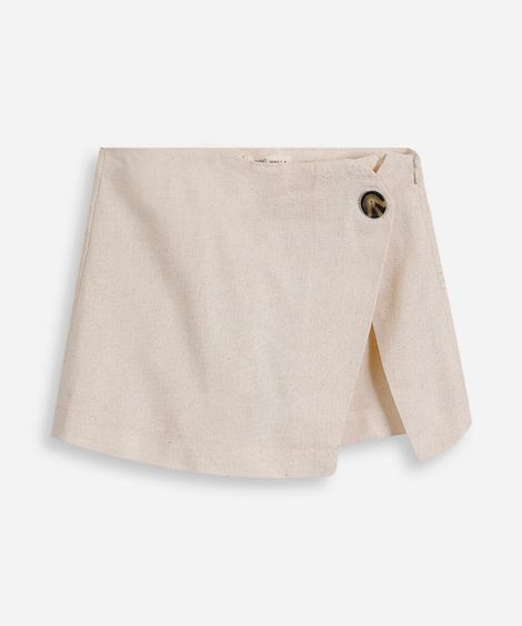 short saia infantil com linho bege
