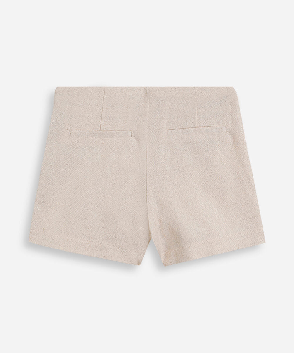 short saia infantil com linho bege